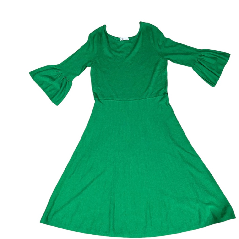 Kelly Green Knit Dress Bell Sleeves Womens L NWT